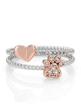 Adorable Paw and Heart ring - Charmed Aroma size 6